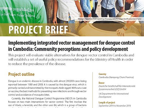 Implementing integrated vector management for dengue control in Cambodia: Community perceptions and policy development