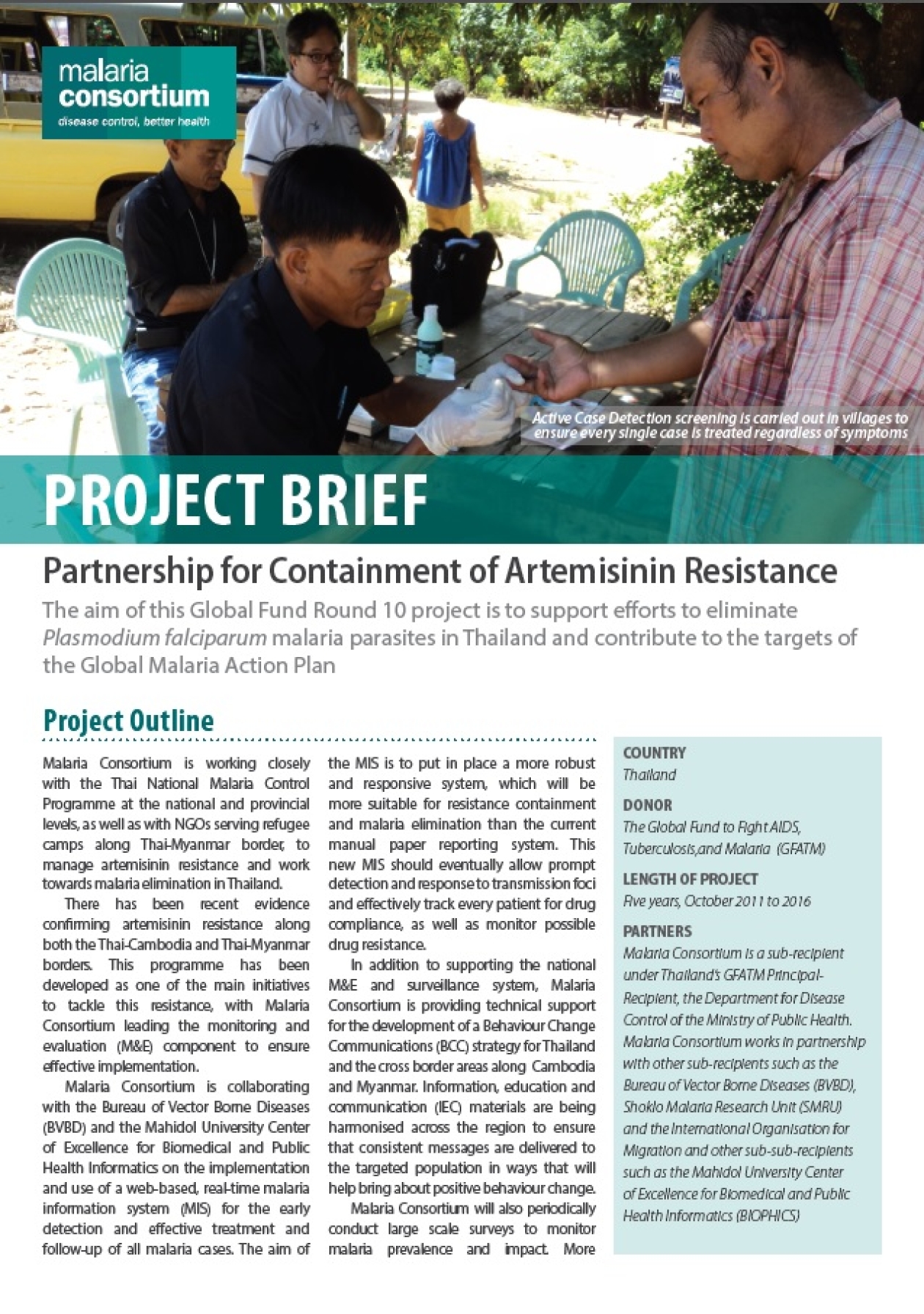 Malaria Consortium - Partnership for Containment of Artemisinin Resistance
